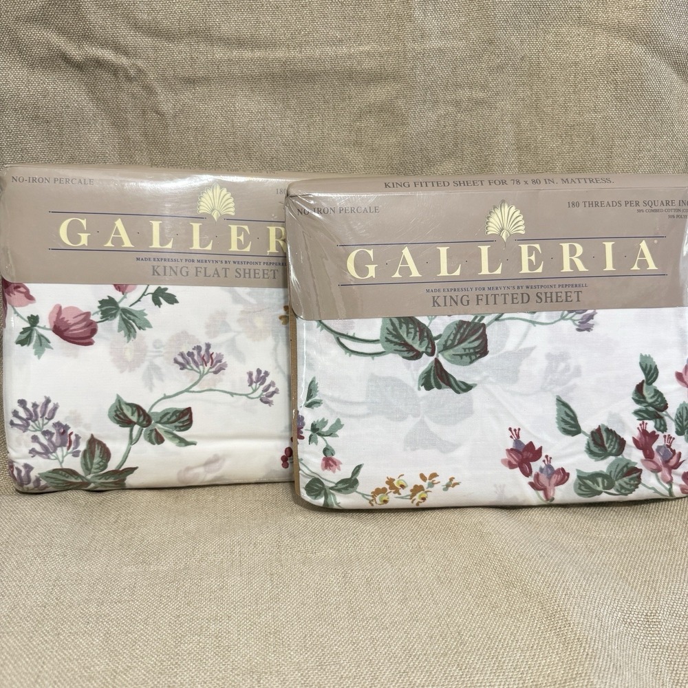 Vintage Floral King Sheets Galleria Mervyns Cottagecore Bedding NOS Virginia Ree